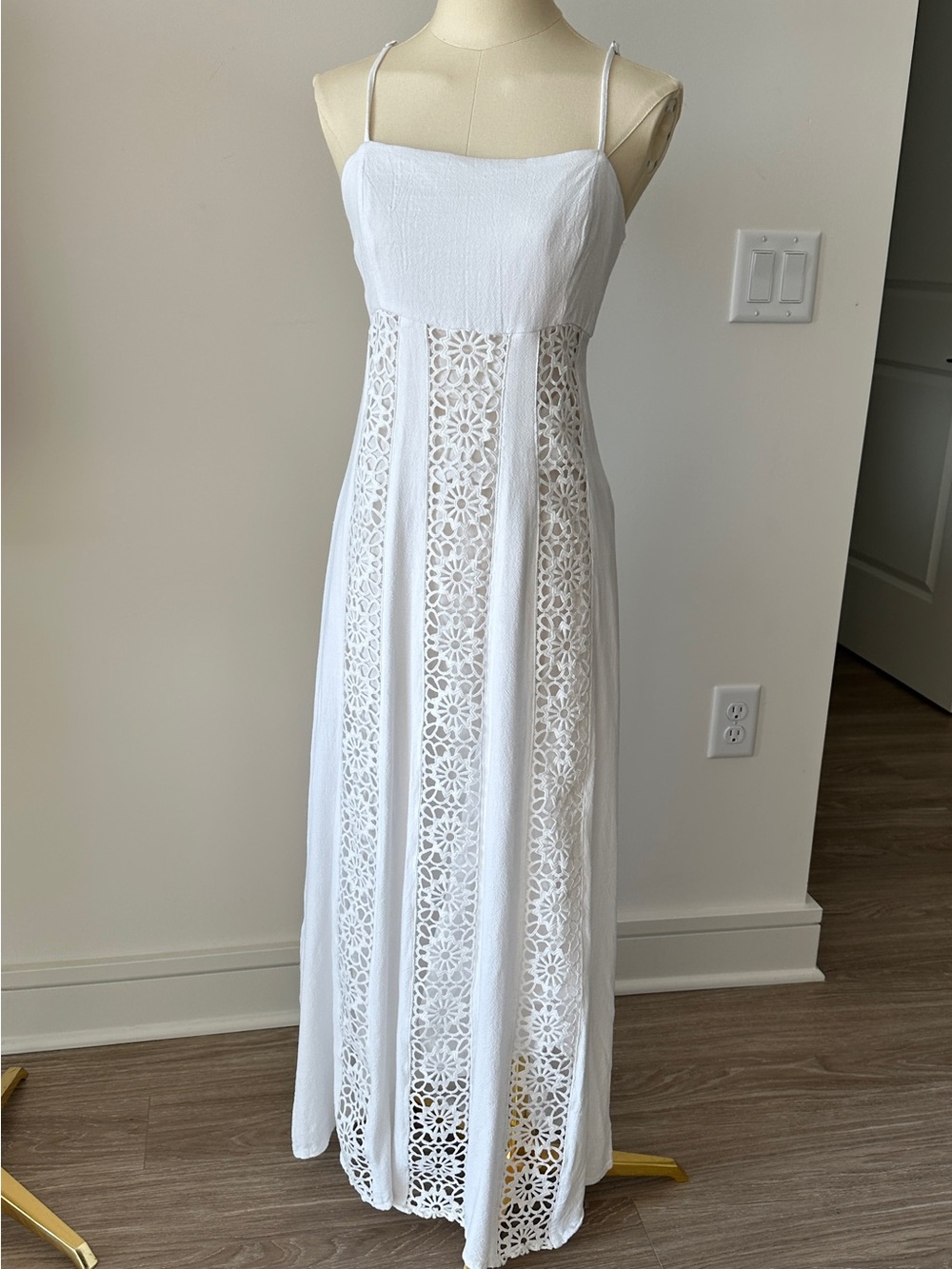 HYFVE White Lace-Panel Maxi Dress